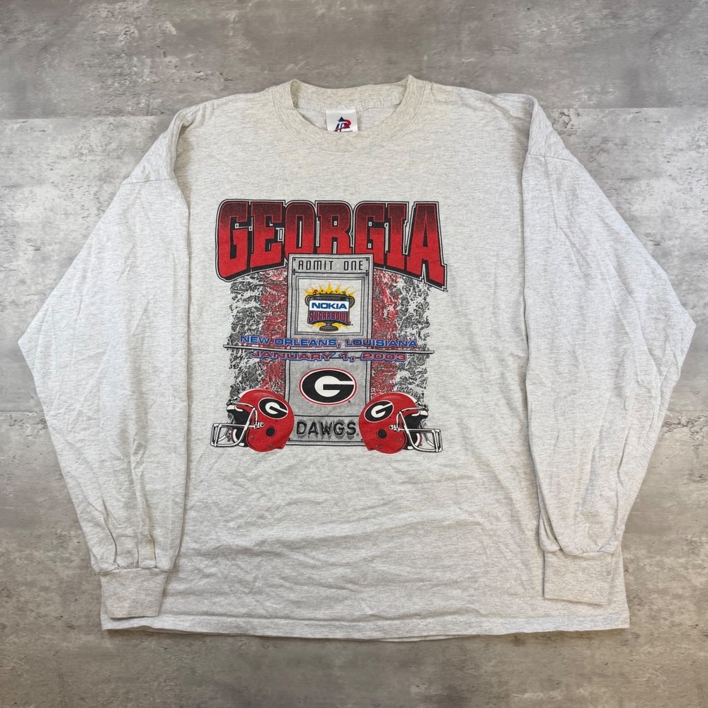 Vintage Georgia Bulldogs 2002 Season Sugar Bowl Long Sleeve Shirt Gray XXL